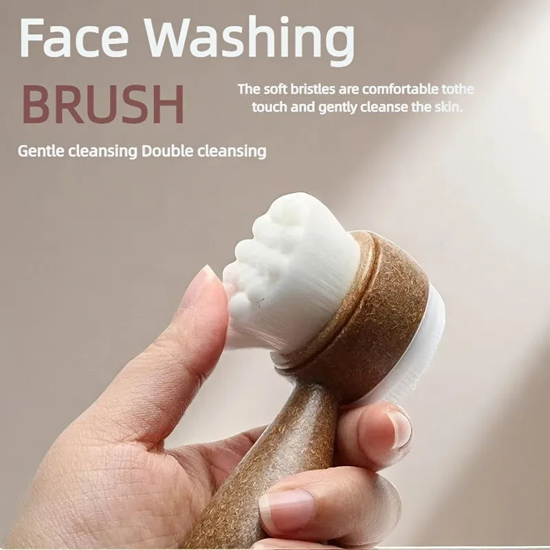 1pc Coconut Fiber Facial Brush,Double-Sided Exfoliating Manual Cleansing Brush, Soft Bristles for Deep Cleaning. facial brush