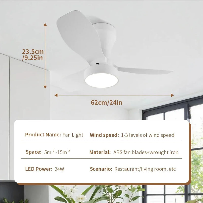 Ceiling Fan with Light 85V-265V Remote Control Dimmable 3 Speed Modern Wood Grain Design for Bedroom Indoor Silent DC Motor