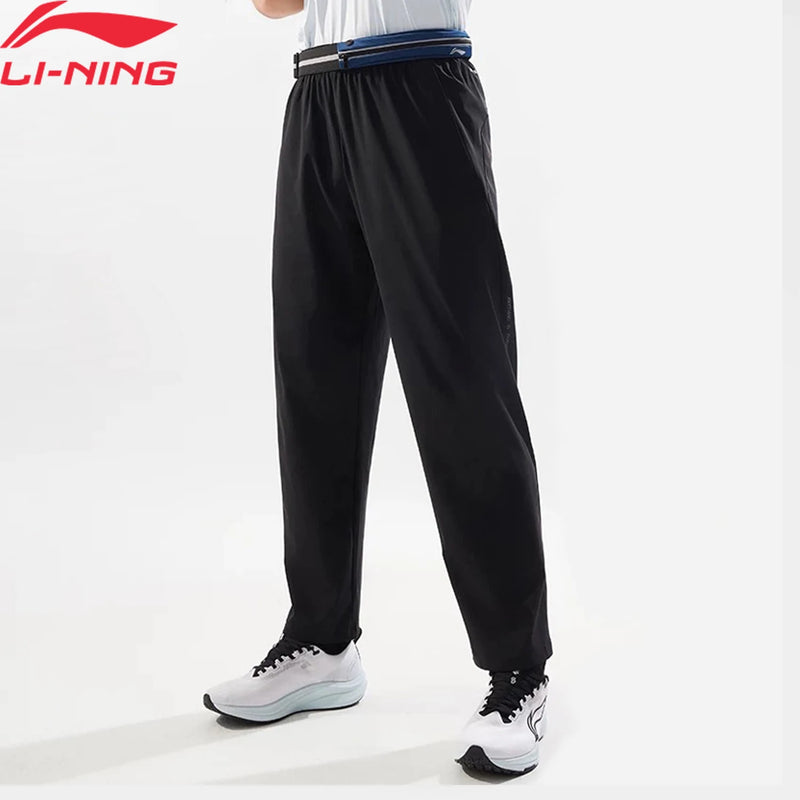 Li-Ning Men's Training Pants AT DRY AT DRY FREEZE 79%Nylon 21%Spandex Adjustable Waist LiNing Knit Sport Trousers AKYV025