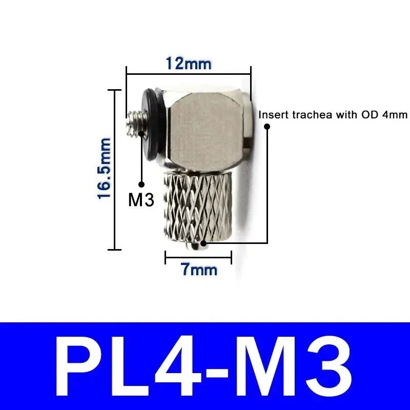 Male Thread M3 M4 M5 M6 -Air Tube 3mm 4mm 6mm OD Mini Pneumatic Pipe Connector Screw Through Quick Fitting Fast Twist Joint