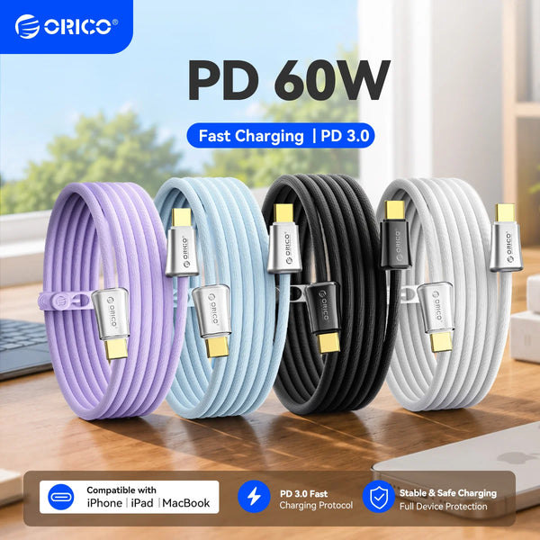ORICO Aura Charge PD 60W USB Type C To USB C Cable PD 3.0 Fast Charging Charger Wire For Macbook Pro iPad Samsung