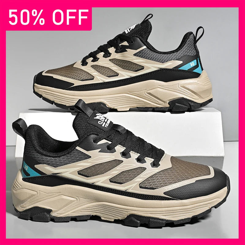 Men Sports Shoes New Fitness Walking Outdoor Lightweight Anti Slip Thick Soled Hiking Shoes Daily Commuting Travel Shoes for Men
