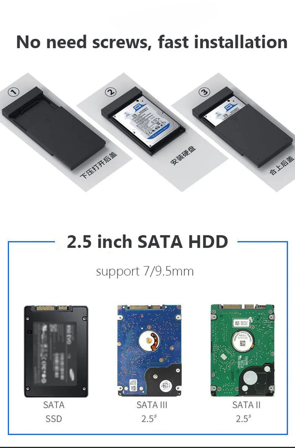 ស្រោម ថាស រឹង ចល័ត Blueendless 2.5 SATA ទៅ USB3.0/3.1 HDD គាំទ្រ HDD ទំហំ 6TB សម្រាប់ SSD ស្រោម HDD សម្រាប់ ផ្ទុក ទិន្នន័យ ខាងក្រៅ