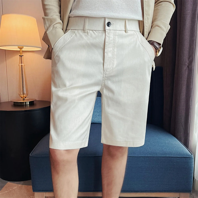 Men's Premium Seersucker Linen-Blend Shorts – Elastic Waist Straight-Leg Casual Summer Shorts for Beach & Daily Wear