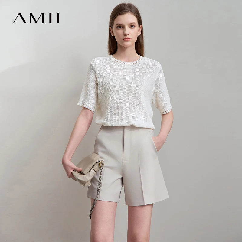 អាវក្រៅ AMII ម៉ូដសាមញ្ញ ដៃខ្លី ក អូ ងាយស្រួលដកដង្ហើម ពណ៌បៃតង ប៉ាក់ សម្លៀកបំពាក់ស្ត្រី 12552106