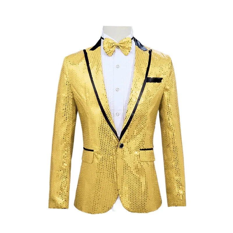 Men's Red Sequins Suit Jacket, Purple Single Button Round Sequin Embellishment Coats, Wedding Party Blazers, Asian Sizes.