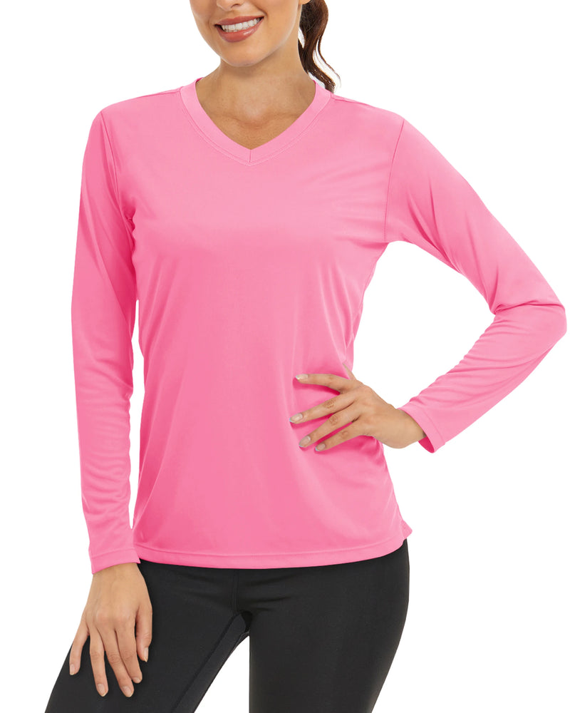 TACVASEN Summer Sun Protection Shirts UPF 50+ Womens Long Sleeve V Neck Shirts Lightweight Quick Dry Tee Shirts Outdoor Pullover