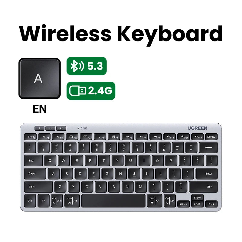UGREEN Wireless Keyboard Bluetooth 5.3 & 2.4G Wireless Russian/EN 78 Keycaps For MacBook iPad PC Tablet