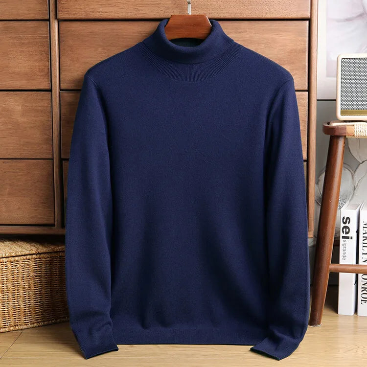 Men's Cashmere Blend Turtleneck, 480g 4A Anti-Pilling, Heavyweight Warm, Multi-Color WOOL
