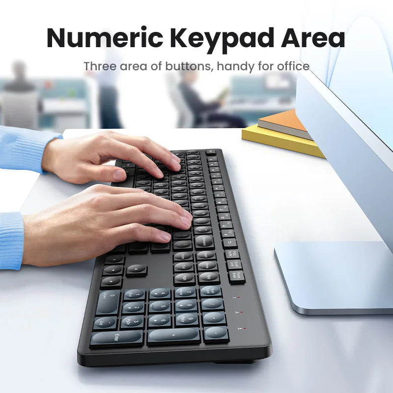 【SALE】UGREEN Wireless Keyboard 2.4GHz 104 Keys Layout for Laptop Desktop Windows Mac OS PC Accessories Spanish Keycaps