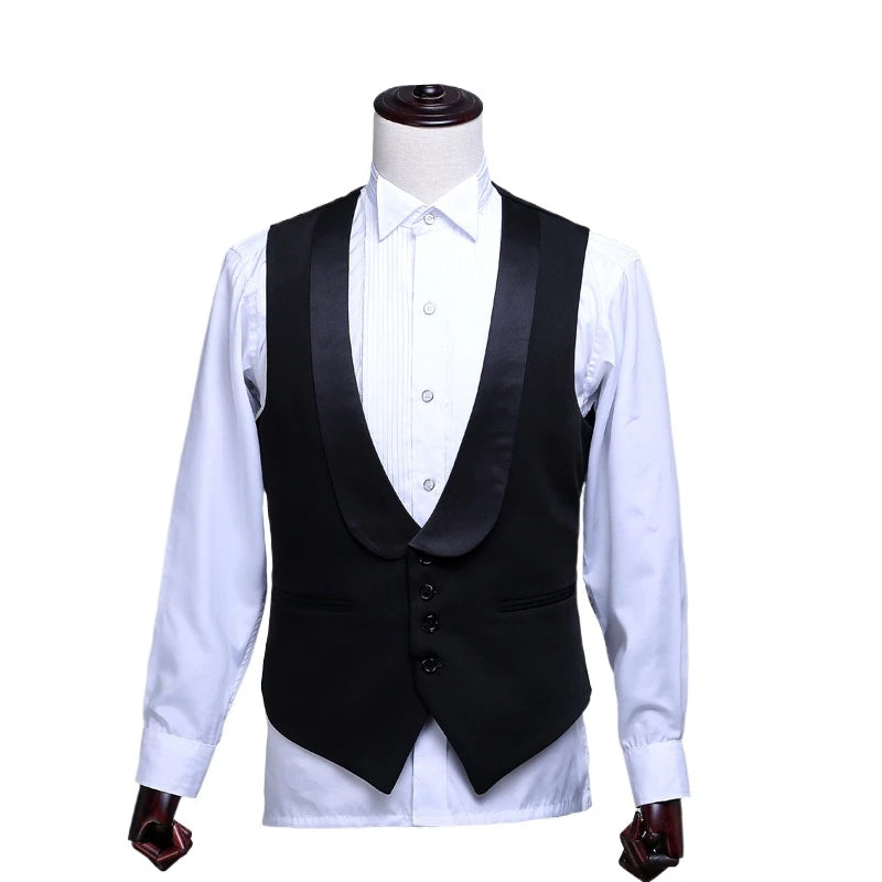 2026 Men's White Sleeveless V-neck Vests, Single-breasted Fashion Slim Vest Men Wedding Party Waistcoat,Size M,L,XL,XXL,3XL,4XL