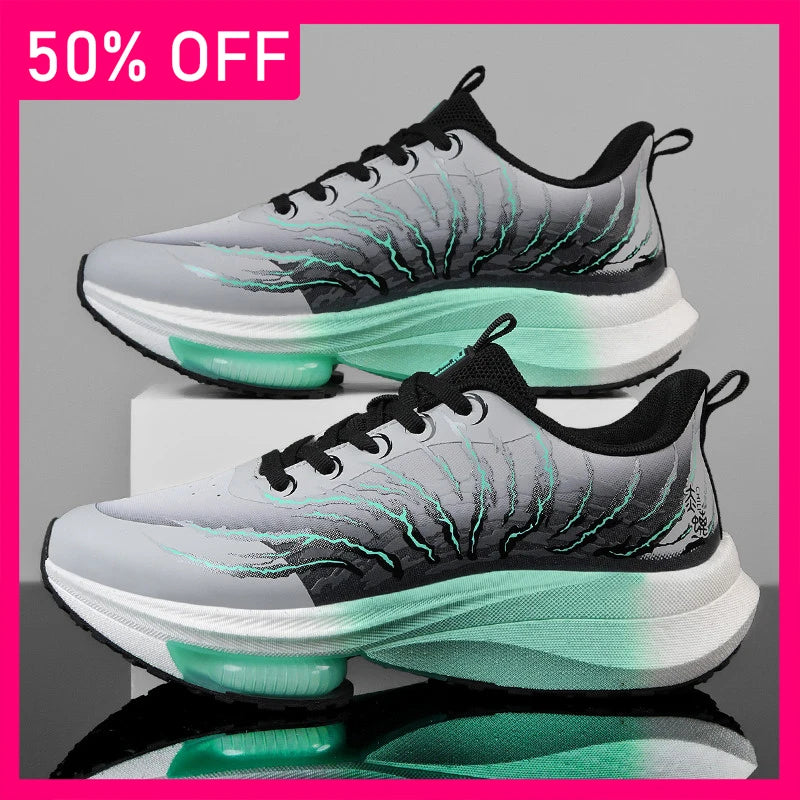 Unisex Sports Shoes Breathable Thick Sole Shock Absorption Professional Running Training Shoes Fashionable Lace Up Sports Shoes