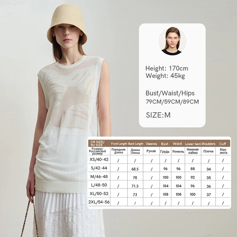 AMII Casual Loose Long Tank 2026 Summer Thin Office Lady Simple Solid O-Neck Pullovers Women Sleeveless Knit Vest Tops 12542240
