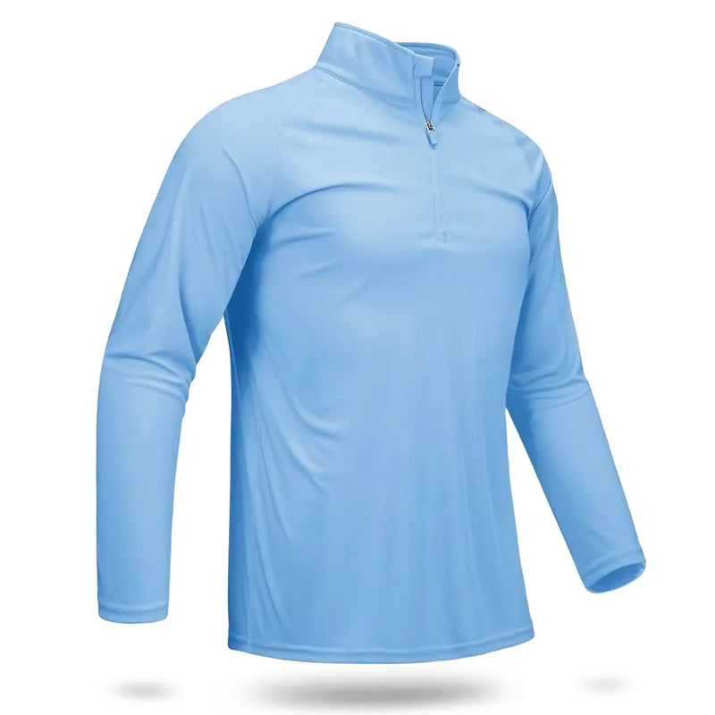 TACVASEN UPF 50+ T-shirts Men's 1/4 Zip UV Protection Long Sleeve T Shirts Fishing Hiking Performance Tee Shirts Pullover Tops