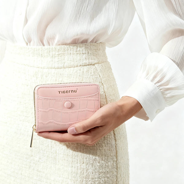 Tigernu Woman's Wallets Pink Card Wallet Purses For Woman Genuine Leather Coin Purses Light Women Card Holders Female Card Bags