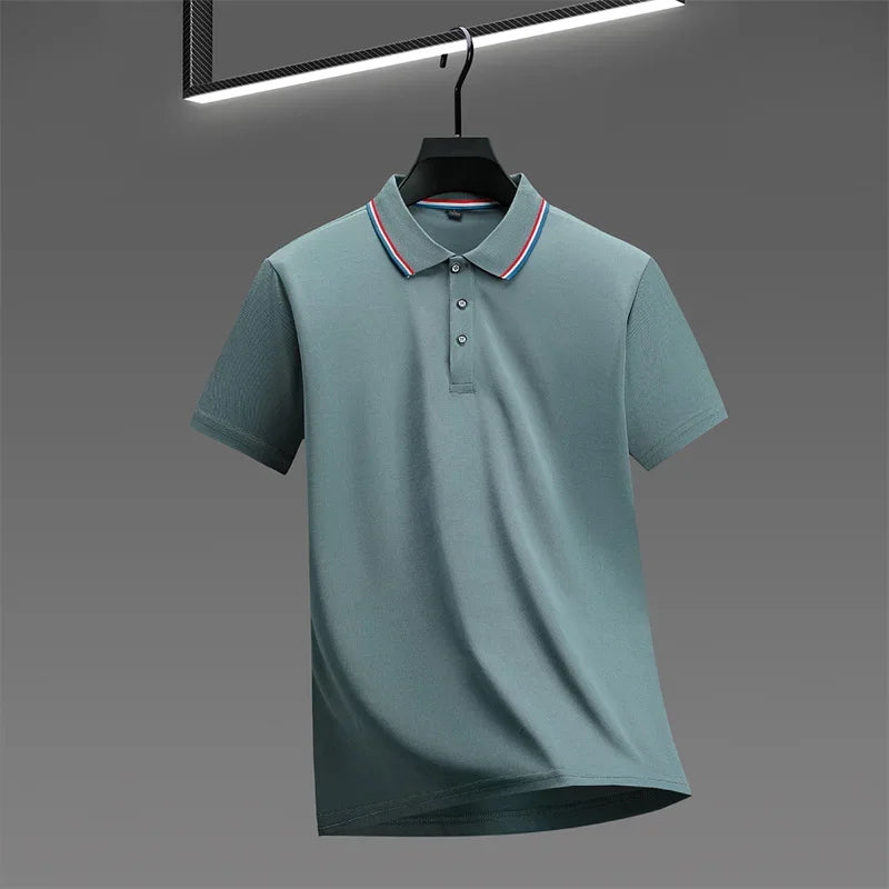 Men's Casual Solid Color Short Sleeve Polo Shirt Summer 2025 Fashionable Comfortable Versatile Top for Men