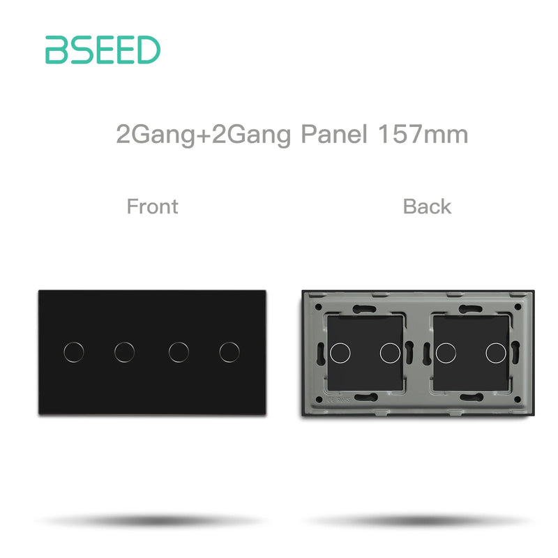BSEED WIFI Touch Light Switch Part Smart Wifi Switch Function DIY Part EU Wifi Socket Outlets Parts Glass Panel Only Black