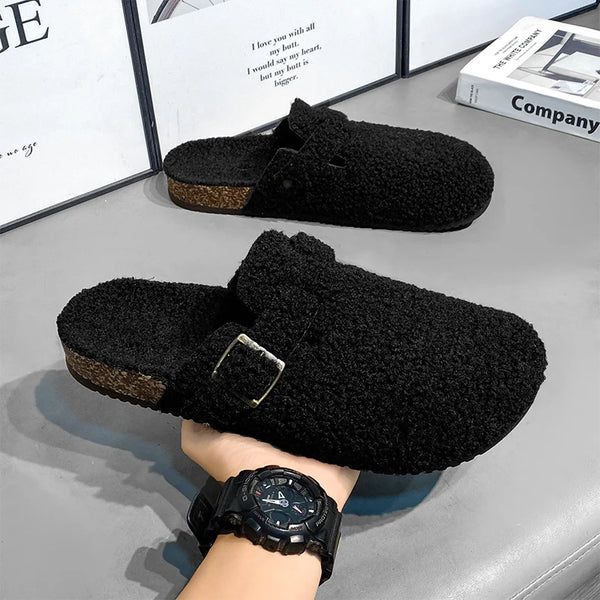 Couples Plush Slippers Autumn and Winter Non-Slip Comfort Unisex Casual Cotton Slippers Fashion Men's Outdoor Walking Slippers