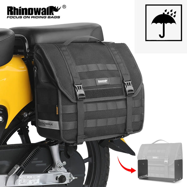 កាបូបចំហៀងម៉ូតូ Rhinowalk ទំហំ 13 លីត្រ ធន់នឹងភ្លៀង កាបូបបញ្ចេញលឿនសម្រាប់ម៉ូតូ ជាមួយនឹងក្តារទ្រទ្រង់ខាងក្នុង រ៉ាក់កន្ទុយ សម្រាប់ដាក់ឥវ៉ាន់