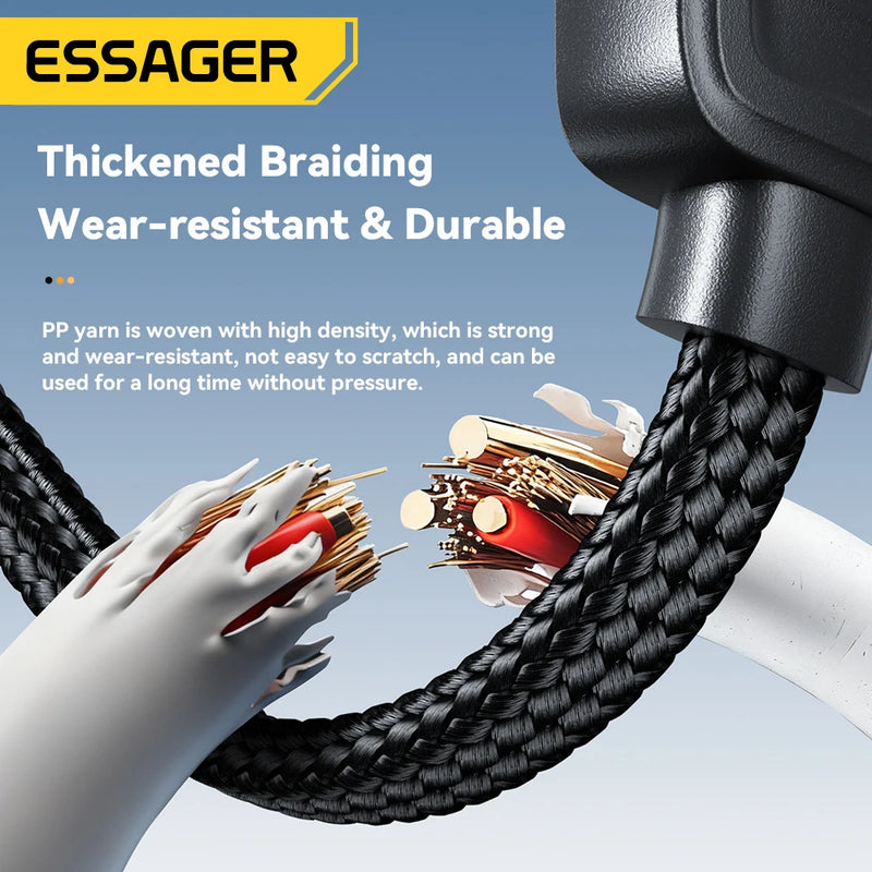 ខ្សែសាកលឿន Essager ចល័ត 4-in-1 សម្រាប់ការធ្វើដំណើរ ប្រភេទ C ស្រី ទៅខ្សែ USB ច្រើន ជាមួយអាដាប់ទ័រប្រភេទ C, មីក្រូ, និងភ្លើង 2