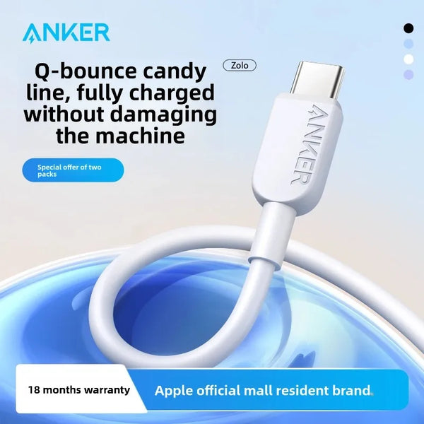 ខ្សែសាក ANKER Dual Type-C ស័ក្តិសមសម្រាប់ iPhone 17 ProMax Samsung S22 MacBook Air ខ្សែសាកទិន្នន័យលឿន