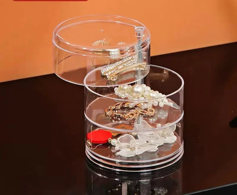 4 Tier Rotatable Acrylic Jewelry Organizer Display Stand Clear Spinning Earring Hair Clip Ring Storage Holder Makeup Cosmetic Ac