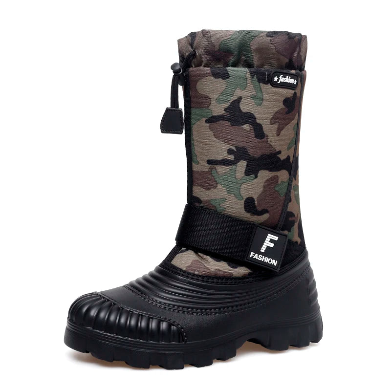 Men's high-top casual snow boots winter light warm velvet cotton boots soft sole non-slip comfort outdoor fashion walking boots