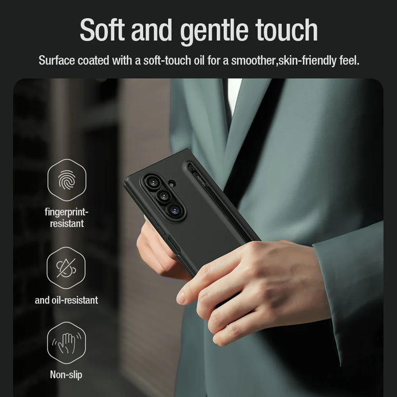 NILLKIN For Samsung Galaxy Z Fold 7 5G Folding Case With S-Pen Stylus Liquid Silicone Cover Anti Fingerprints For Z Fold 7 Cases