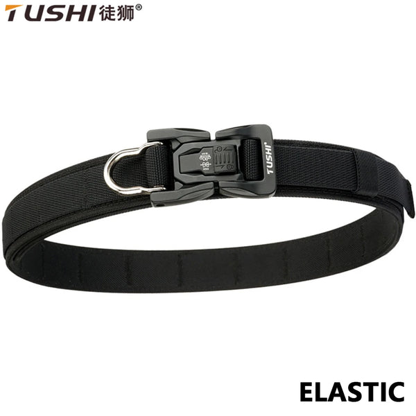 TUSHI Elastic Belt for Men Nylon Metal Automatic Buckle Police Gun Belt Hard Tactical Military Outdoor Girdle IPSC Accessories