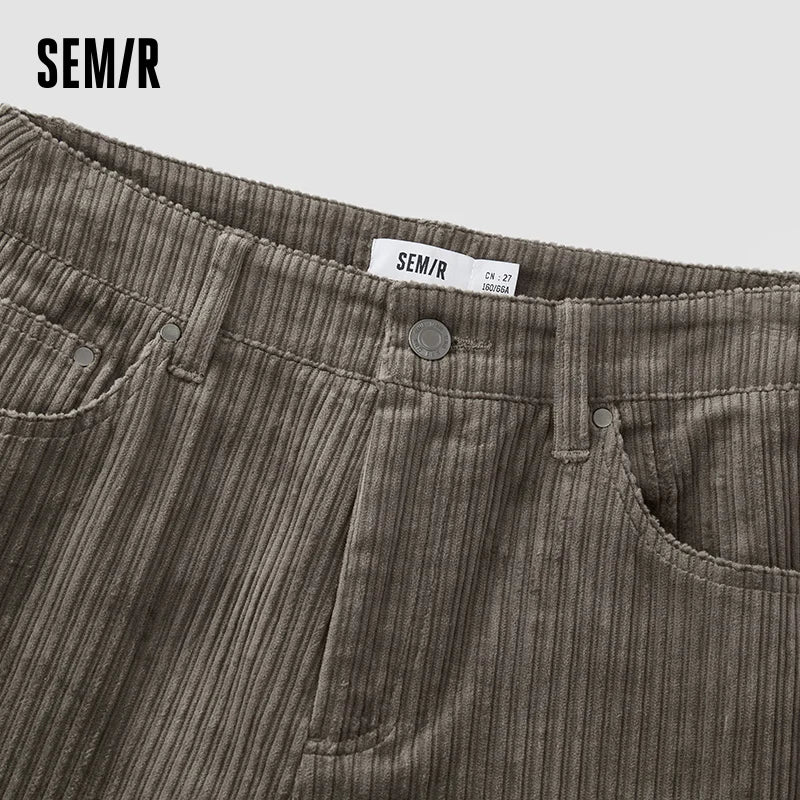 Semir Casual Pants Women Winter Textured Corduroy Micro-Flared Bell Bottoms 2025 New Retro Khaki Long Pants Women'S Clothing