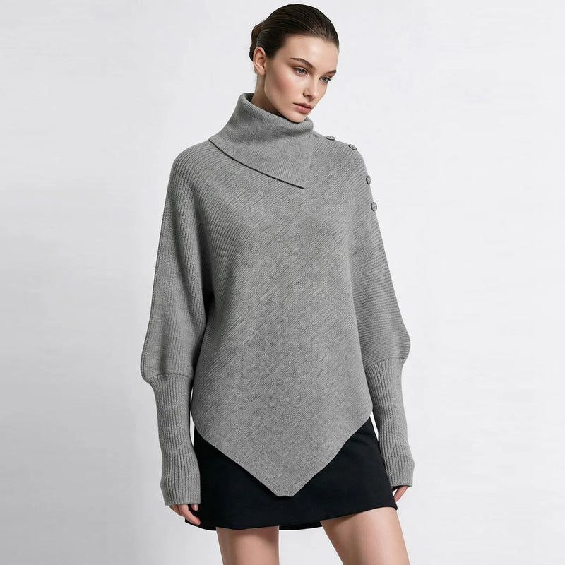 អាវយឺតក Turtleneck ដៃអាវ Batwing អាវមិនស្មើគ្នាសម្រាប់នារី រលុង សមល្មម អាវយឺតរដូវរងាសម្រាប់នារីធ្វើដំណើរទៅធ្វើការ 12644072