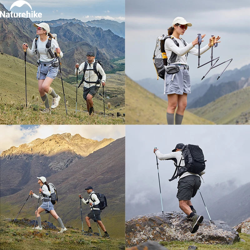 Naturehike 2025 Light Trail 5-EXT Five-Section Carbon Fibre Folding Trekking Pole Portable Storage Multi-Scene Support Pole