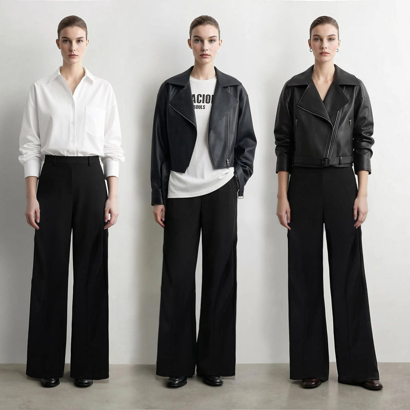 Amii Women Pants 2026 Autumn New Modern Pleated Basic Loose Wide Leg Pants Casual Solid Color Versatile Women Trousers 12643007