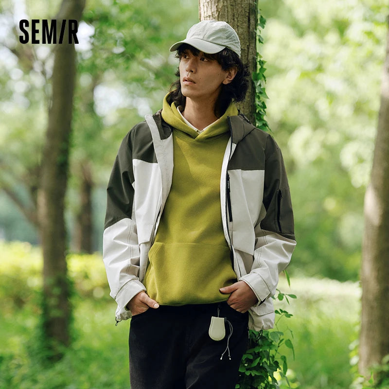 Semir Men Jacket Outdoor Mountain Style Hooded Loose Couple Casual Style Autumn Lightweight Outerwear Daily Wear 2026