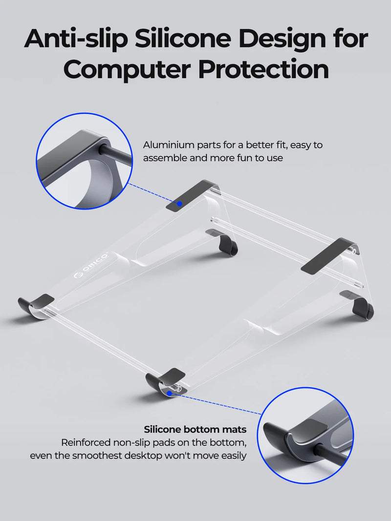 ORICO Laptop Vertical Stand Aluminium Fordable Tablet Holder 2-in-1 Stand Support Detachable for 10-17.4 inch PC Macbook Stand