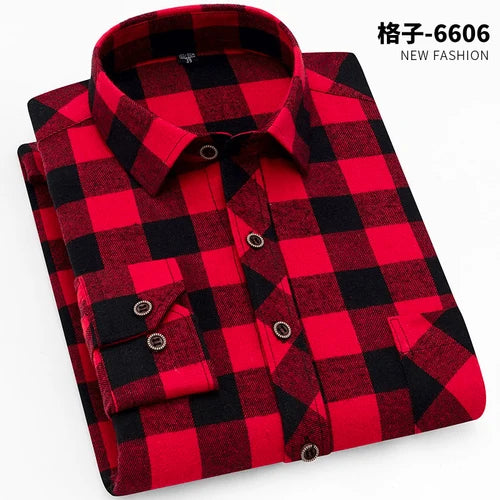 2026 New Men's Long Sleeved Shirts, Autumn Classic Plaid Shirt, with Single Breasted Lapels Camisas 17 Color Grid To Choose From