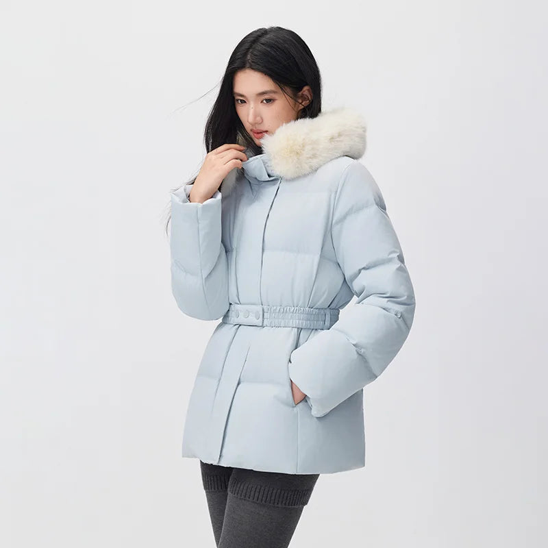 Semir Women Down Jacket Mid Length Water Repellent Windproof 90 Percent Down Fill Plush Collar Modern Style 2026 New