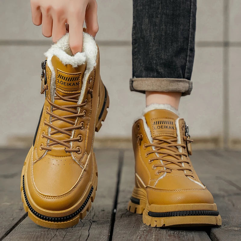 Men's winter comfortable casual shoes versatile outdoor cotton warm shoes plus size fashion youth non-slip soft-sole work shoes