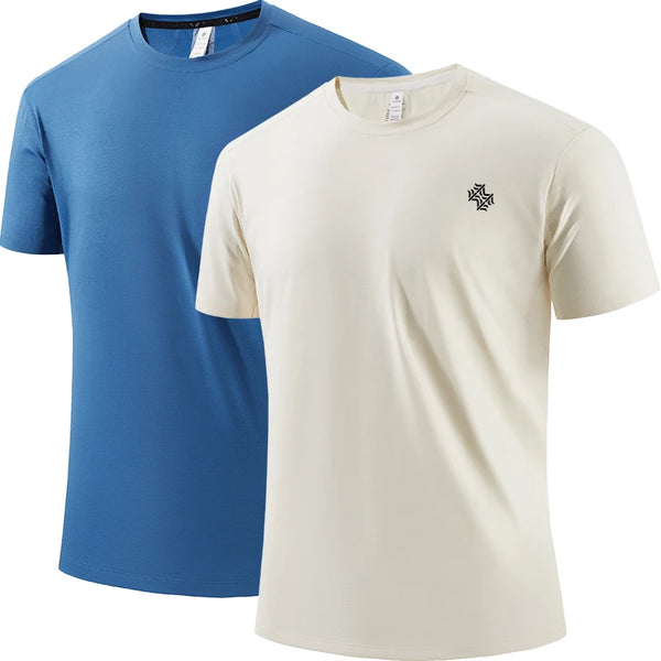 2pcs Men/Woman Breathable Fast Drying Running Sports Fitness Breathable Comfortable Short Sleeve T-Shirt Casual Light Gym Tops