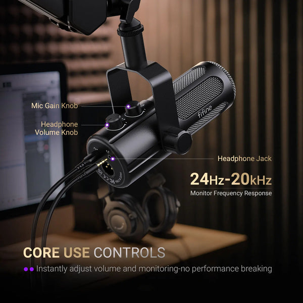 មីក្រូហ្វូន FIFINE USB/XLR Vocal Dynamic Podcast សម្រាប់ស្ទ្រីម ថតសំឡេង ផ្សាយ មីក្រូហ្វូនស្ទូឌីយោ សម្រាប់កុំព្យូទ័រ ជាមួយប៊ូតុងបិទសំឡេង-TANK6