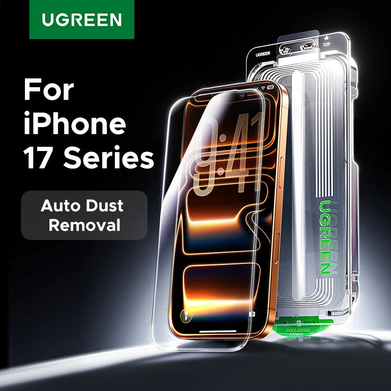 UGREEN 2PCS Automatic Dust-free Screen Protector For iPhone 17 Pro Max Tempered Glass For iPhone 17 16 Pro 17Pro Air Phone Film