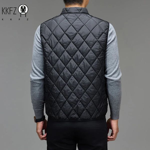Outdoor Style Mens Quilted Vest Stand Collar Zip Up Light Padded Gilet Warm Sleeveless Waistcoat Winter Layering Top