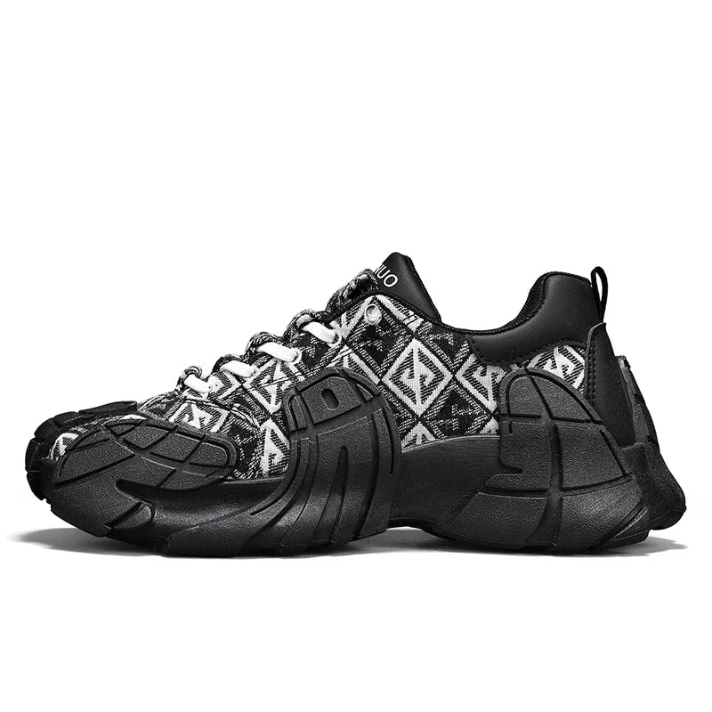 Men Sports Shoes Thick Soled Cushioning Anti Slip Trendy Mesh Breathable Lace Up Running Shoes 2026 New Light Sports Shoes