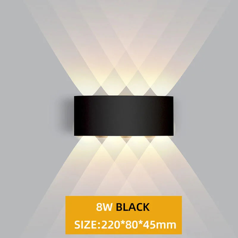 ចង្កៀងជញ្ជាំងខាងក្នុង LED 4W/6W/8W/10W/12W ការពារទឹកជ្រាប IP65 ចង្កៀងជញ្ជាំងអាលុយមីញ៉ូម ចង្កៀងសួនច្បារសម្រាប់បំភ្លឺបន្ទប់ទទួលភ្ញៀវ ជណ្តើរ