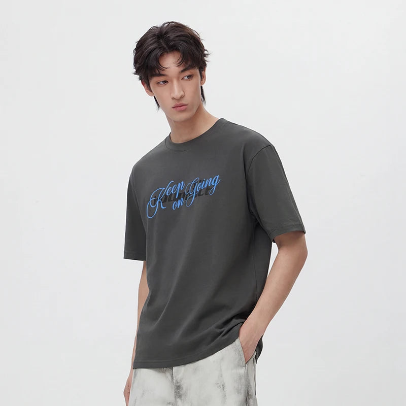 Semir Mens Tshirt 2026 Trendy Letter Printed Knitted Moisture Wicking Quick Dry Crew Neck Casual
