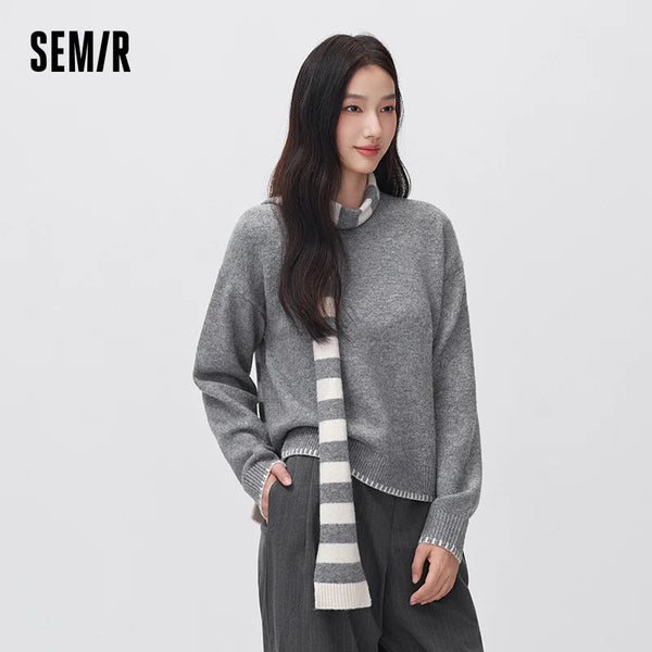 អាវយឺតប៉ាក់ Semir សម្រាប់នារី កមូល រចនាបែបសាមញ្ញ រដូវរងាថ្មី ឆ្នាំ២០២៦ ស្លៀកប្រចាំថ្ងៃ ស្ទីលធម្មតាបែបទីក្រុង