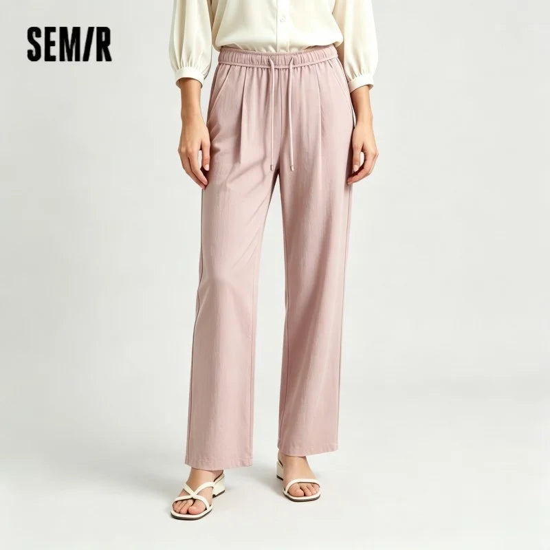 Semir Women Pants Textured 2026 Loose Fit Soft Drape Wide Leg Soft Touch Urban Casual Everyday Style Soft Comfortable