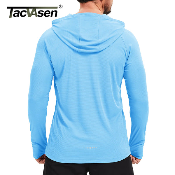 TACVASEN Lightweight Sun Protection Shirts Hoodie Mens UPF 50+ UV-Proof Fishing Travel T-Shirts Breathable Micro-grid T shirts