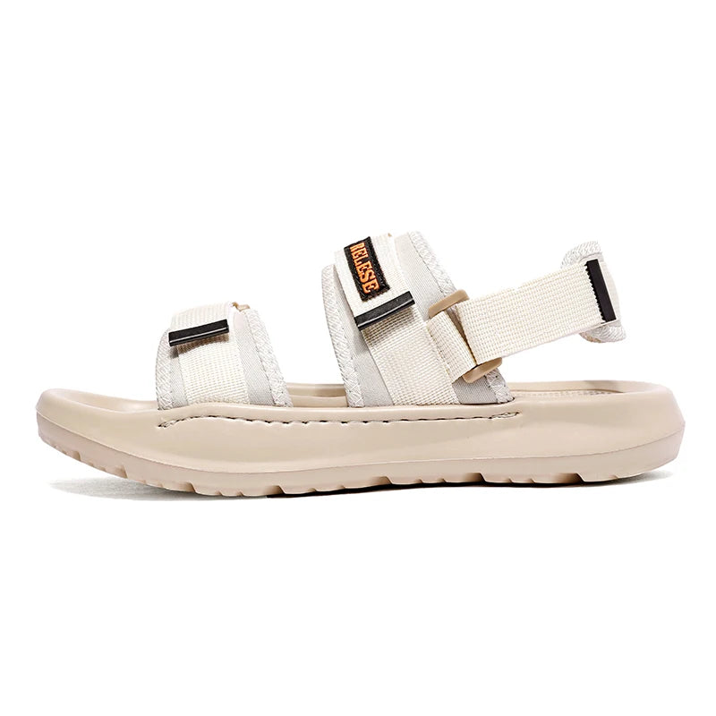 Men Adjustable Beach Sandals Thick Soles Summer Open Shoes Casual Sports Slippers Hoop & Look Soft Comfortable Walking