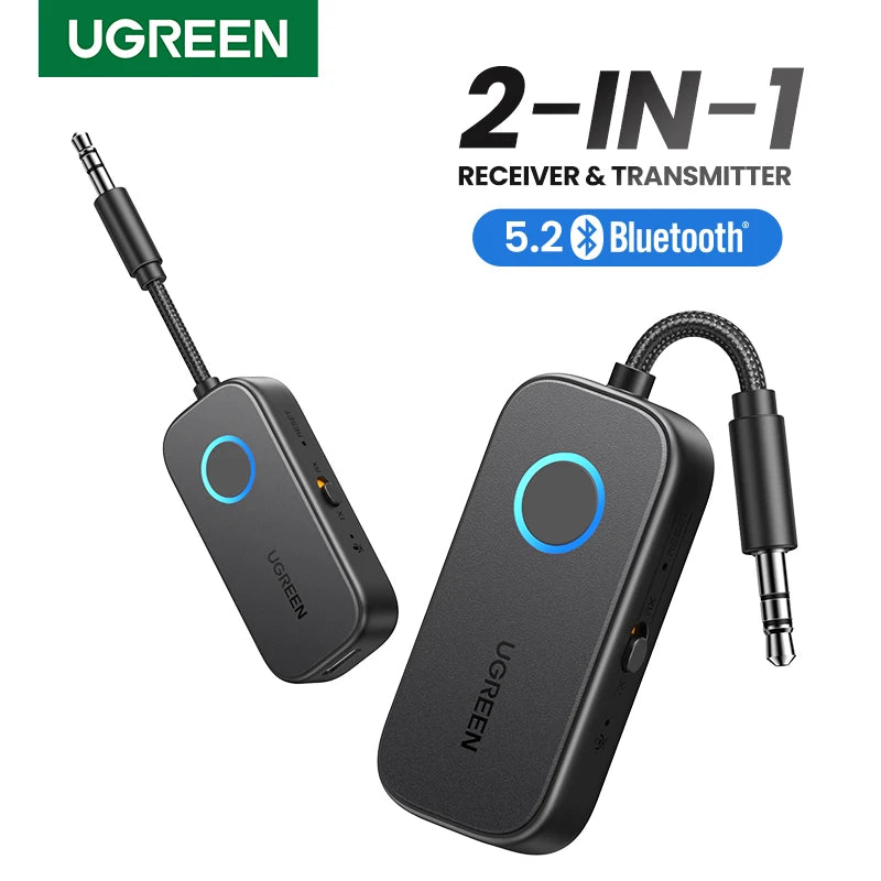 【RU】 UGREEN Bluetooth Adapter 2-in-1 Bluetooth 3.5mm Aux Audio for Flight, TV, Car, Treadmill